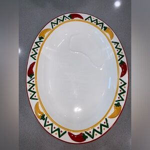 Clay Art Chili Pepper Vintage 1996 17” Chips & Salsa Platter Plate